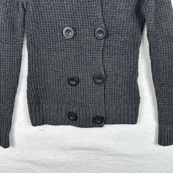 Old Navy Cardigan Sweater Wool Alpaca Blend Womens Medium Dark Gray Chunky Knit - Picture 6 of 12